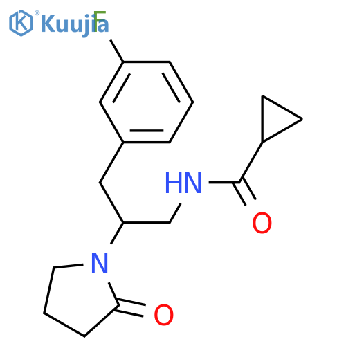N-3-(3-fluorophenyl)-2-(2-oxopyrrolidin-1-yl)propylcyclopropanecarboxamide structure