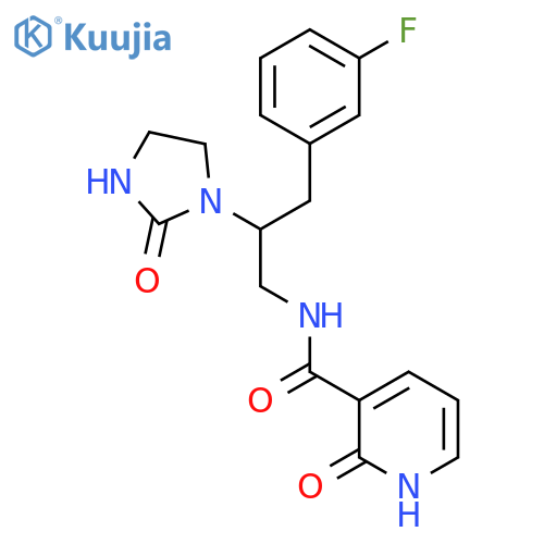 N-[3-(3-fluorophenyl)-2-(2-oxoimidazolidin-1-yl)propyl]-2-oxo-1,2-dihydropyridine-3-carboxamide structure