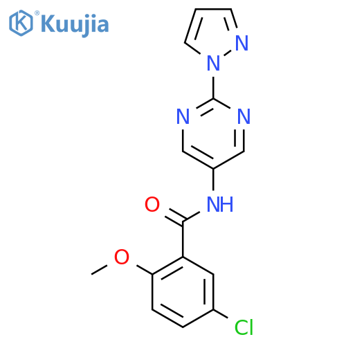 5-chloro-2-methoxy-N-2-(1H-pyrazol-1-yl)pyrimidin-5-ylbenzamide structure