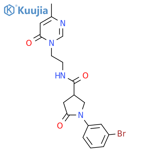 1-(3-bromophenyl)-N-2-(4-methyl-6-oxo-1,6-dihydropyrimidin-1-yl)ethyl-5-oxopyrrolidine-3-carboxamide structure