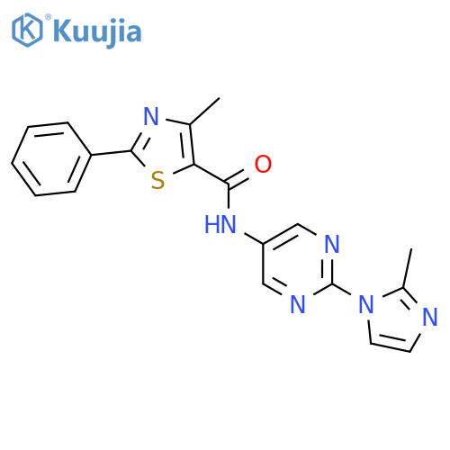 4-methyl-N-2-(2-methyl-1H-imidazol-1-yl)pyrimidin-5-yl-2-phenyl-1,3-thiazole-5-carboxamide structure