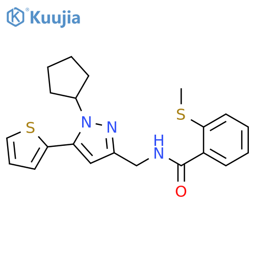 N-{[1-cyclopentyl-5-(thiophen-2-yl)-1H-pyrazol-3-yl]methyl}-2-(methylsulfanyl)benzamide structure