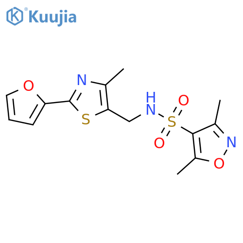 N-{[2-(furan-2-yl)-4-methyl-1,3-thiazol-5-yl]methyl}-3,5-dimethyl-1,2-oxazole-4-sulfonamide structure