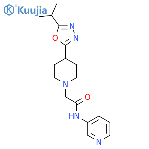 2-{4-5-(propan-2-yl)-1,3,4-oxadiazol-2-ylpiperidin-1-yl}-N-(pyridin-3-yl)acetamide structure