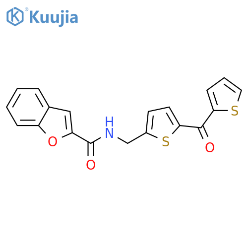 N-{5-(thiophene-2-carbonyl)thiophen-2-ylmethyl}-1-benzofuran-2-carboxamide structure