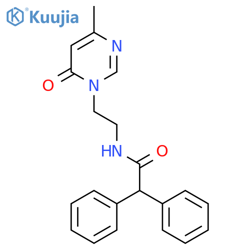 N-2-(4-methyl-6-oxo-1,6-dihydropyrimidin-1-yl)ethyl-2,2-diphenylacetamide structure