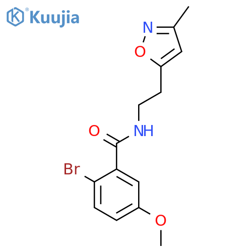 2-bromo-5-methoxy-N-2-(3-methyl-1,2-oxazol-5-yl)ethylbenzamide structure