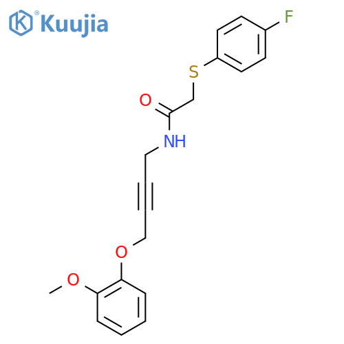 2-(4-fluorophenyl)sulfanyl-N-4-(2-methoxyphenoxy)but-2-yn-1-ylacetamide structure