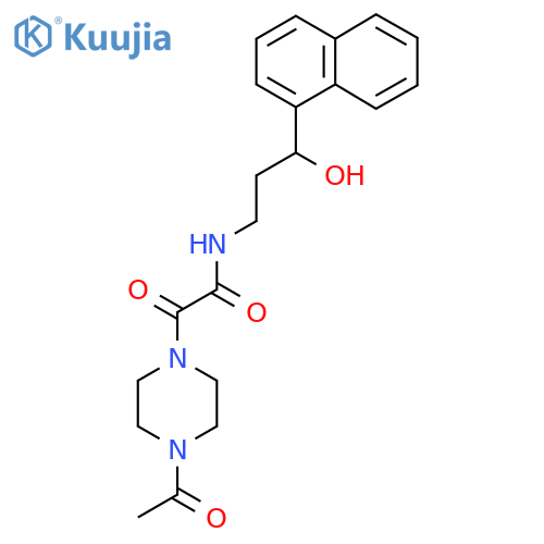 2-(4-acetylpiperazin-1-yl)-N-3-hydroxy-3-(naphthalen-1-yl)propyl-2-oxoacetamide structure