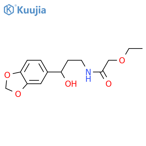 N-3-(2H-1,3-benzodioxol-5-yl)-3-hydroxypropyl-2-ethoxyacetamide structure