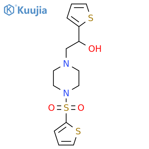 1-(thiophen-2-yl)-2-4-(thiophene-2-sulfonyl)piperazin-1-ylethan-1-ol structure