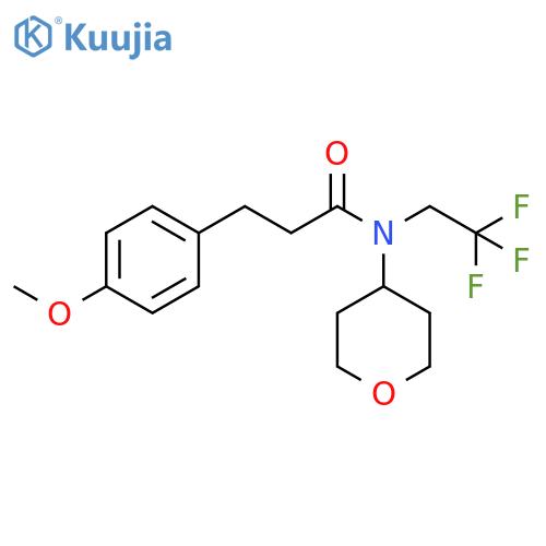 3-(4-methoxyphenyl)-N-(oxan-4-yl)-N-(2,2,2-trifluoroethyl)propanamide structure