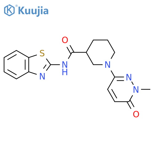 N-(1,3-benzothiazol-2-yl)-1-(1-methyl-6-oxo-1,6-dihydropyridazin-3-yl)piperidine-3-carboxamide structure