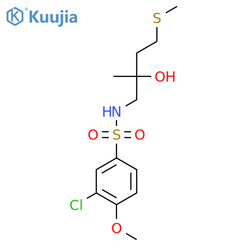 2-(3-chloro-4-methoxybenzenesulfonamido)methyl-4-(methylsulfanyl)butan-2-ol structure