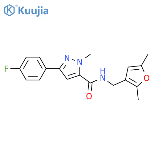 N-[(2,5-dimethylfuran-3-yl)methyl]-3-(4-fluorophenyl)-1-methyl-1H-pyrazole-5-carboxamide structure
