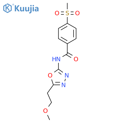 4-methanesulfonyl-N-5-(2-methoxyethyl)-1,3,4-oxadiazol-2-ylbenzamide structure