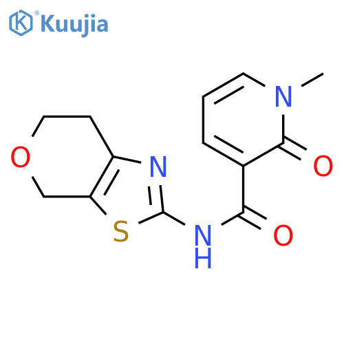 1-methyl-2-oxo-N-{4H,6H,7H-pyrano4,3-d1,3thiazol-2-yl}-1,2-dihydropyridine-3-carboxamide structure