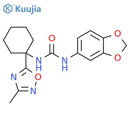 3-(2H-1,3-benzodioxol-5-yl)-1-[1-(3-methyl-1,2,4-oxadiazol-5-yl)cyclohexyl]urea structure