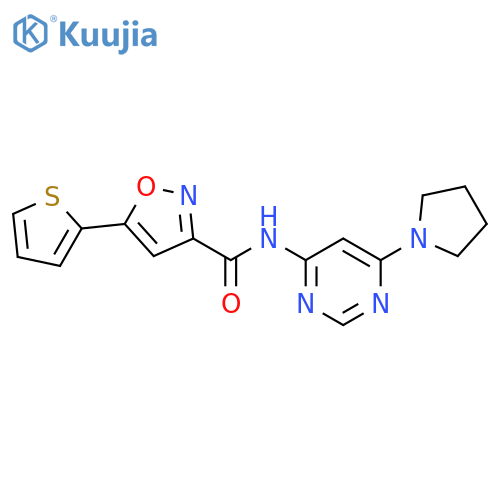 N-6-(pyrrolidin-1-yl)pyrimidin-4-yl-5-(thiophen-2-yl)-1,2-oxazole-3-carboxamide structure