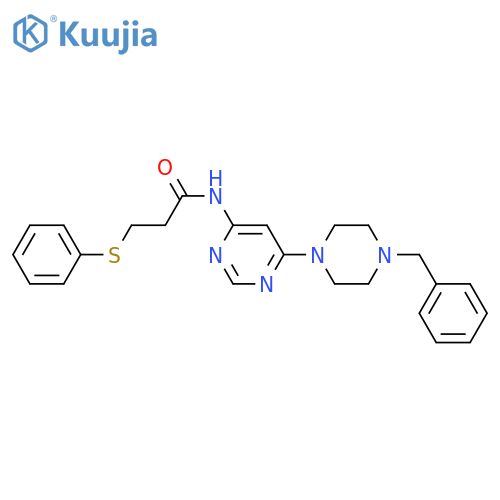 N-6-(4-benzylpiperazin-1-yl)pyrimidin-4-yl-3-(phenylsulfanyl)propanamide structure