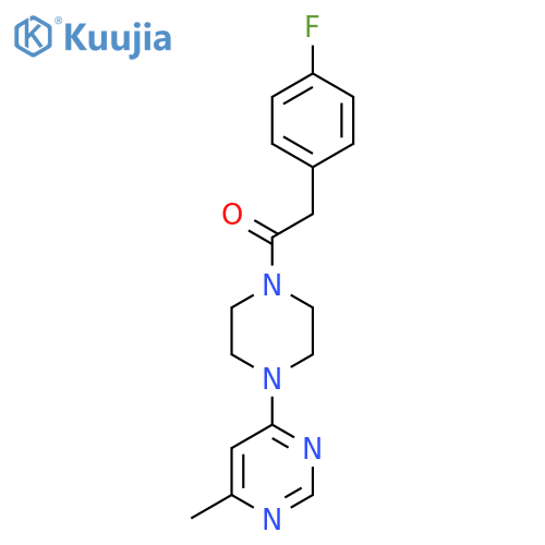 2-(4-fluorophenyl)-1-4-(6-methylpyrimidin-4-yl)piperazin-1-ylethan-1-one structure