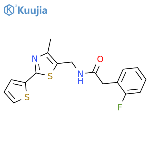 2-(2-fluorophenyl)-N-{4-methyl-2-(thiophen-2-yl)-1,3-thiazol-5-ylmethyl}acetamide structure