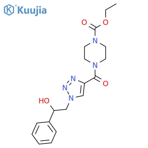 ethyl 4-1-(2-hydroxy-2-phenylethyl)-1H-1,2,3-triazole-4-carbonylpiperazine-1-carboxylate structure