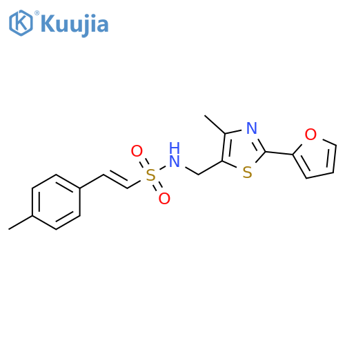 (E)-N-{[2-(furan-2-yl)-4-methyl-1,3-thiazol-5-yl]methyl}-2-(4-methylphenyl)ethene-1-sulfonamide structure