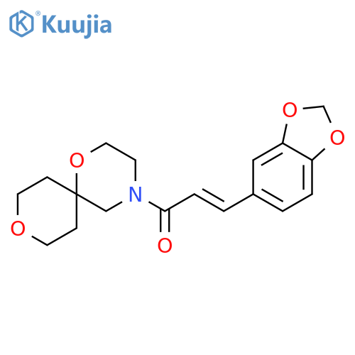 (E)-3-(1,3-benzodioxol-5-yl)-1-(1,9-dioxa-4-azaspiro[5.5]undecan-4-yl)prop-2-en-1-one structure