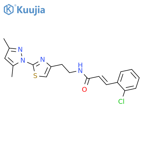 (2E)-3-(2-chlorophenyl)-N-{2-[2-(3,5-dimethyl-1H-pyrazol-1-yl)-1,3-thiazol-4-yl]ethyl}prop-2-enamide structure