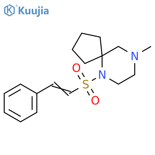 9-methyl-6-[(E)-2-phenylethenesulfonyl]-6,9-diazaspiro[4.5]decane structure