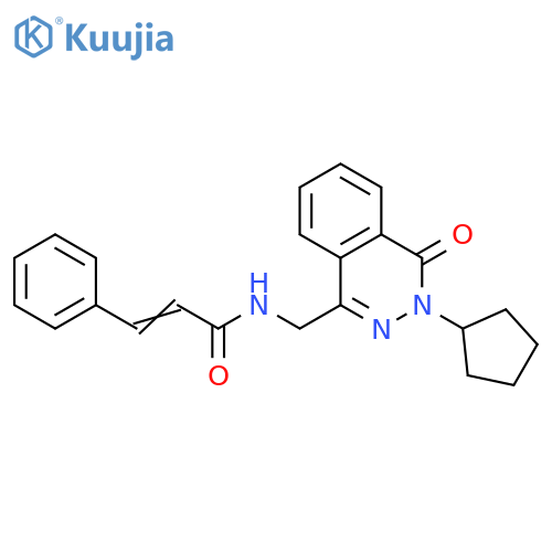 (2E)-N-[(3-cyclopentyl-4-oxo-3,4-dihydrophthalazin-1-yl)methyl]-3-phenylprop-2-enamide structure