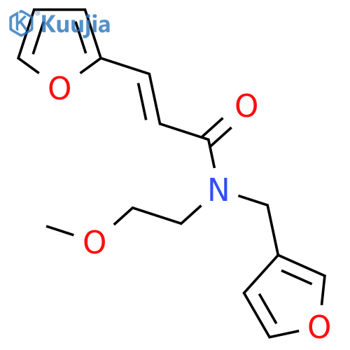 (2E)-3-(furan-2-yl)-N-(furan-3-yl)methyl-N-(2-methoxyethyl)prop-2-enamide structure
