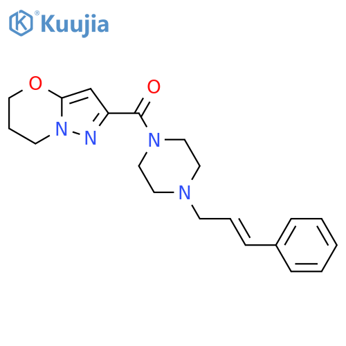 1-(2E)-3-phenylprop-2-en-1-yl-4-{5H,6H,7H-pyrazolo3,2-b1,3oxazine-2-carbonyl}piperazine structure