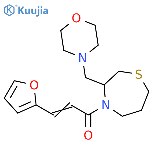 (2E)-3-(furan-2-yl)-1-{3-[(morpholin-4-yl)methyl]-1,4-thiazepan-4-yl}prop-2-en-1-one structure