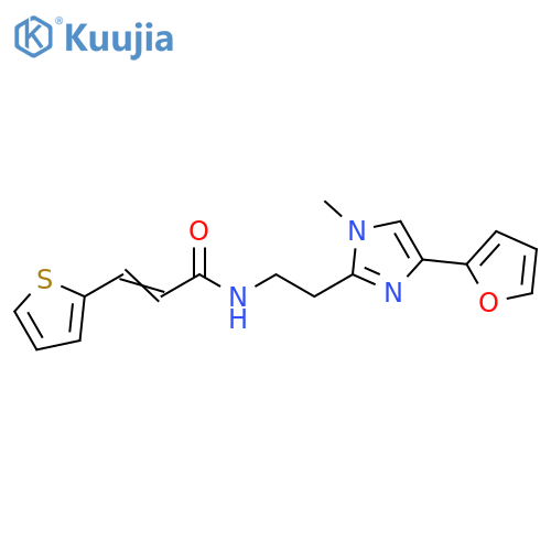 (2E)-N-{2-[4-(furan-2-yl)-1-methyl-1H-imidazol-2-yl]ethyl}-3-(thiophen-2-yl)prop-2-enamide structure