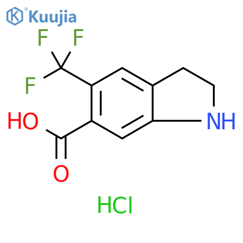 5-(Trifluoromethyl)-2,3-dihydro-1H-indole-6-carboxylic acid hydrochloride structure