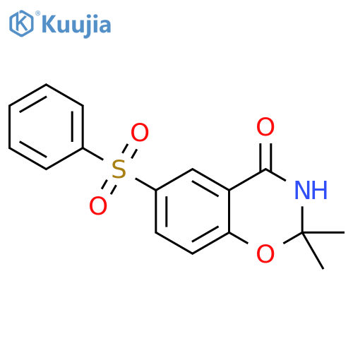 4H-1,3-Benzoxazin-4-one, 2,3-dihydro-2,2-dimethyl-6-(phenylsulfonyl)- structure