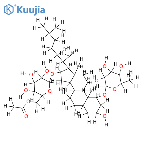 (22S)-5alpha-cholestane-1beta,3beta,16beta,22-tetrol 1-O-alpha-L-rhamnopyranoside 16-O-(6-O-acetyl-beta-D-glucopyranoside) structure