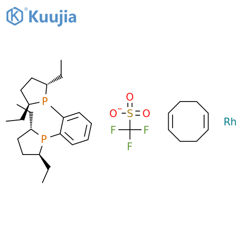 (+)-1,2-Bis((2S,5S)-diethylphospholano)benzene(cyclooctadiene)rhodium(I) triflate structure