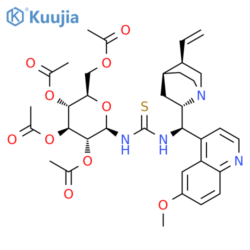 N-[(8α,9R)-6'-Methoxycinchonan-9-yl]-N'-(2,3,4,6-tetra-O-acetyl-β-D-glucopyranosyl)-Thiourea structure