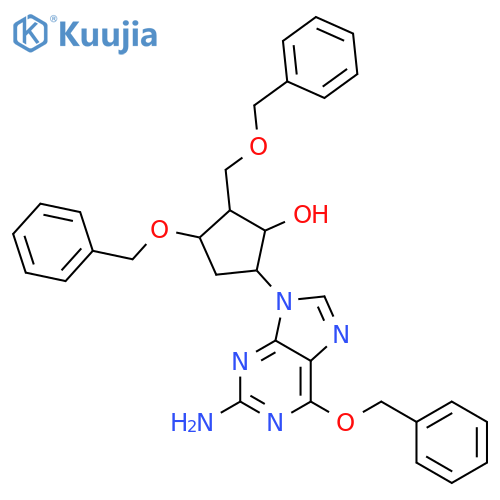 (1S,2S,3S,5S)-5-[2-amino-6-(benzyloxy)-9H-purin-9-yl]-3-(benzyloxy)-2-[(benzyloxy)methyl]cyclopentan-1-ol structure