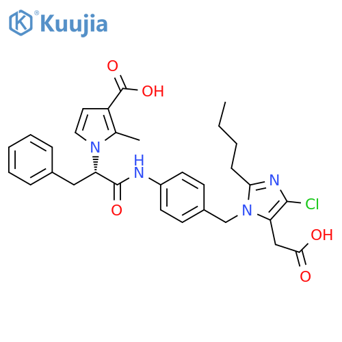 1H-Imidazole-5-acetic acid, 2-butyl-1-[[4-[[2-(3-carboxy-2-methyl-1H-pyrrol-1-yl)-1-oxo-3-phenylpropyl]amino]phenyl]methyl]-4-chloro-, (S)- (9CI) structure