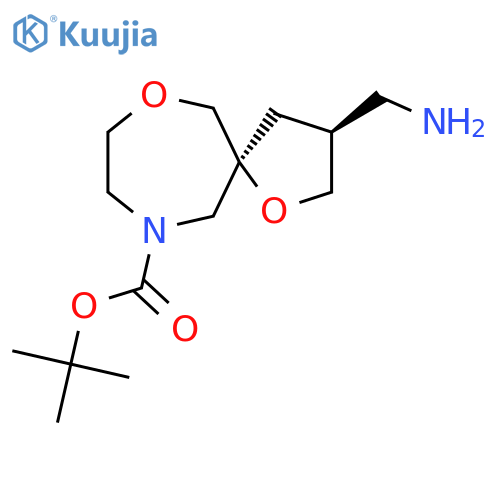 tert-butyl rel-(3S,5S)-3-(aminomethyl)-1,10-dioxa-7-azaspiro[4.6]undecane-7-carboxylate structure