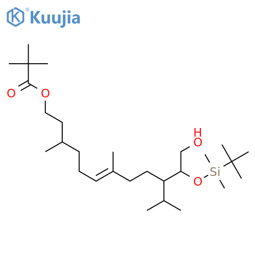 Propanoic acid, 2,2-dimethyl-, (3R,6E,10S,11S)-11-[[(1,1-dimethylethyl)dimethylsilyl]oxy]-12-hydroxy-3,7-dimethyl-10-(1-methylethyl)-6-dodecen-1-yl ester structure