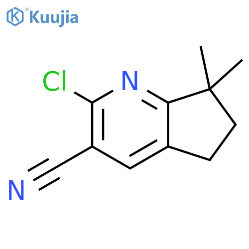 2-chloro-7,7-dimethyl-5H,6H,7H-cyclopentabpyridine-3-carbonitrile structure