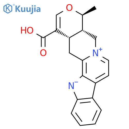 (4S,4aS,14aS)-1-carboxy-4-methyl-4a,5,14,14a-tetrahydro-4H-indolo[2,3-a]pyrano[3,4-g]quinolizin-6-ium-13-ide structure