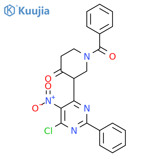 4-Piperidinone, 1-benzoyl-3-(6-chloro-5-nitro-2-phenyl-4-pyrimidinyl)- structure