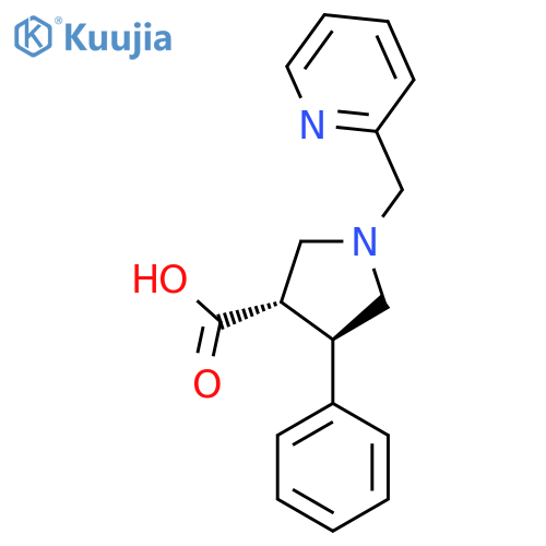trans-4-Phenyl-1-(pyridin-2-ylmethyl)pyrrolidine-3-carboxylic acid structure
