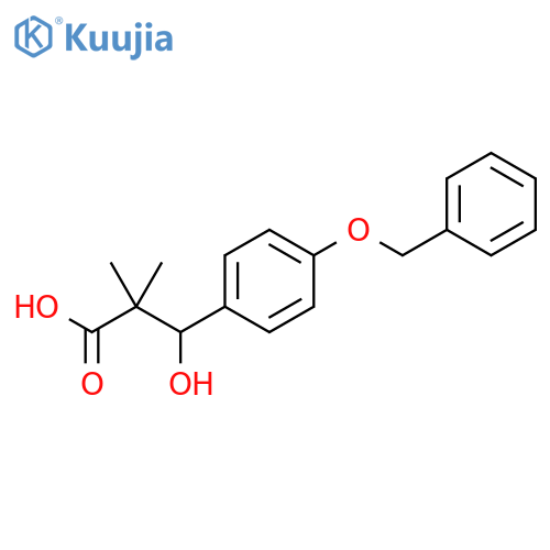 3-4-(benzyloxy)phenyl-3-hydroxy-2,2-dimethylpropanoic acid structure